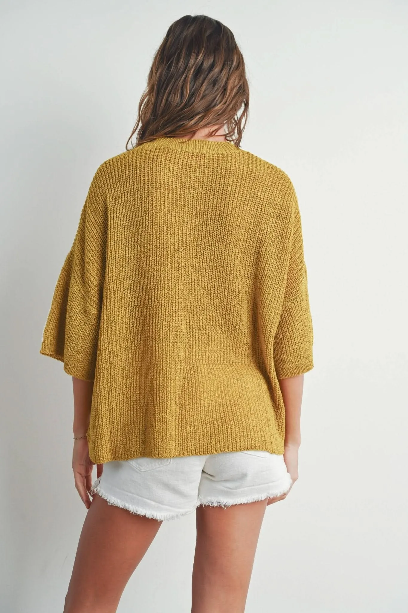 Mustard   Ivory Knitted Loose Sweater