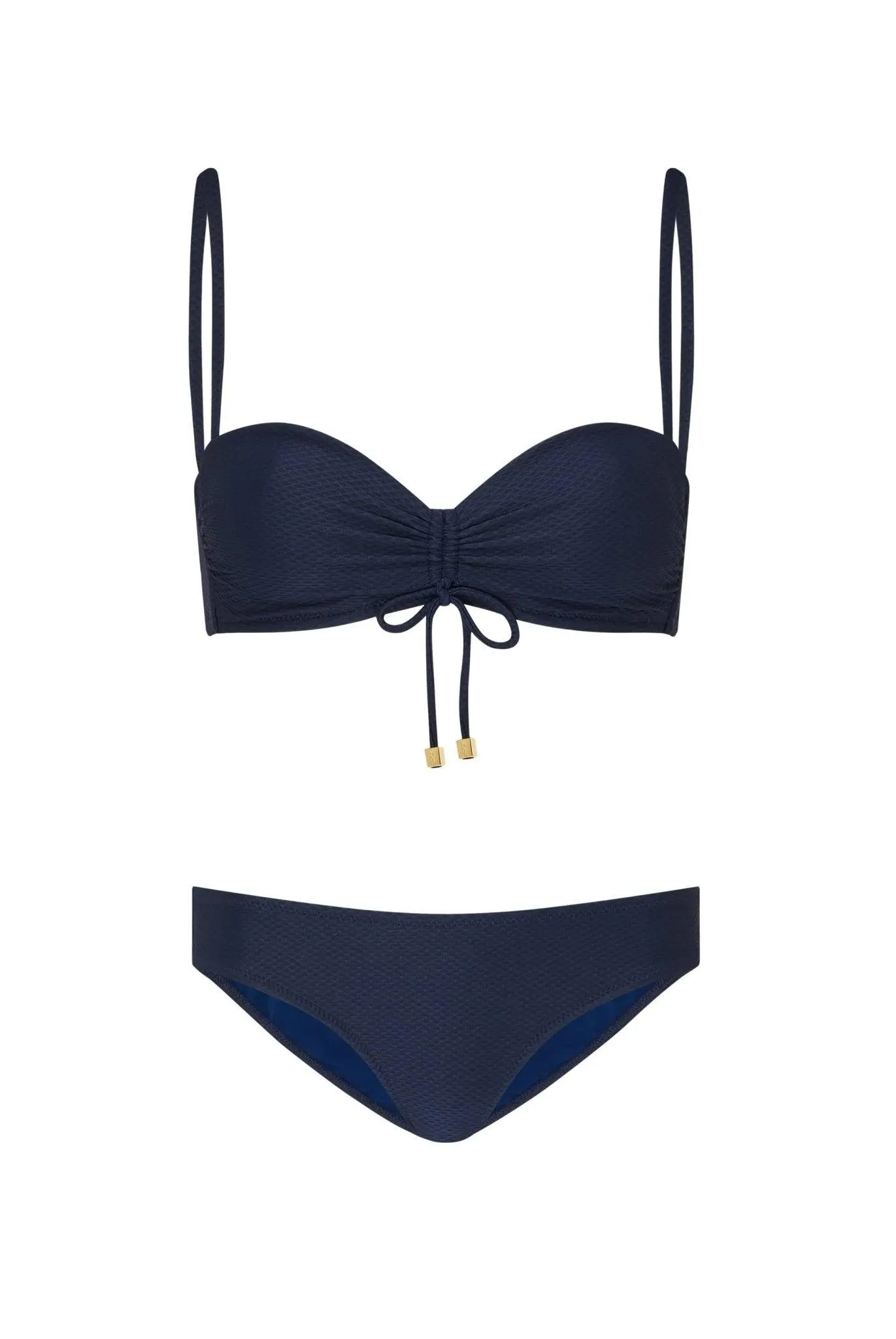 Navy Ruched Bandeau Bikini