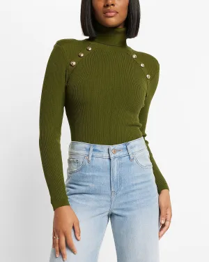 Novelty Button Turtleneck Sweater in Wilderness