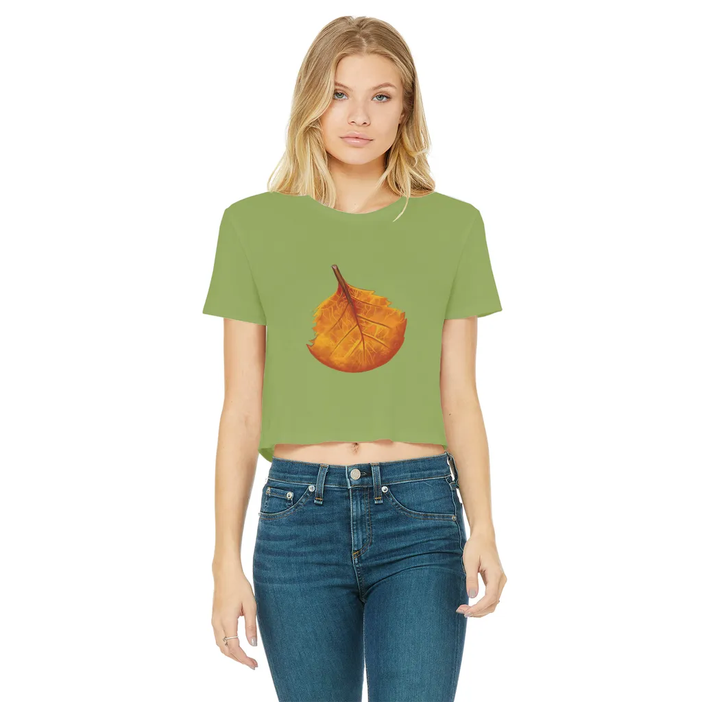 OrangeLeaf Classic Women's Cropped Raw Edge T-Shirt