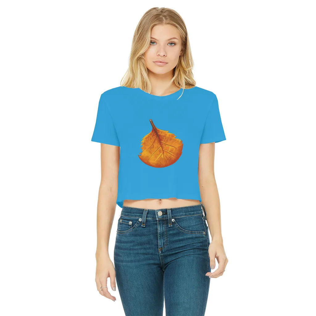 OrangeLeaf Classic Women's Cropped Raw Edge T-Shirt