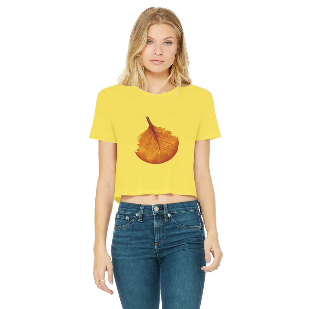 OrangeLeaf Classic Women's Cropped Raw Edge T-Shirt