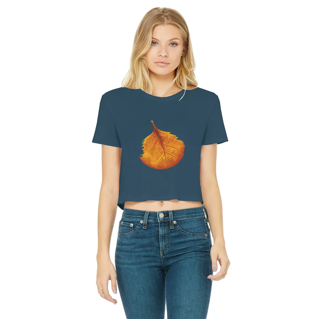 OrangeLeaf Classic Women's Cropped Raw Edge T-Shirt