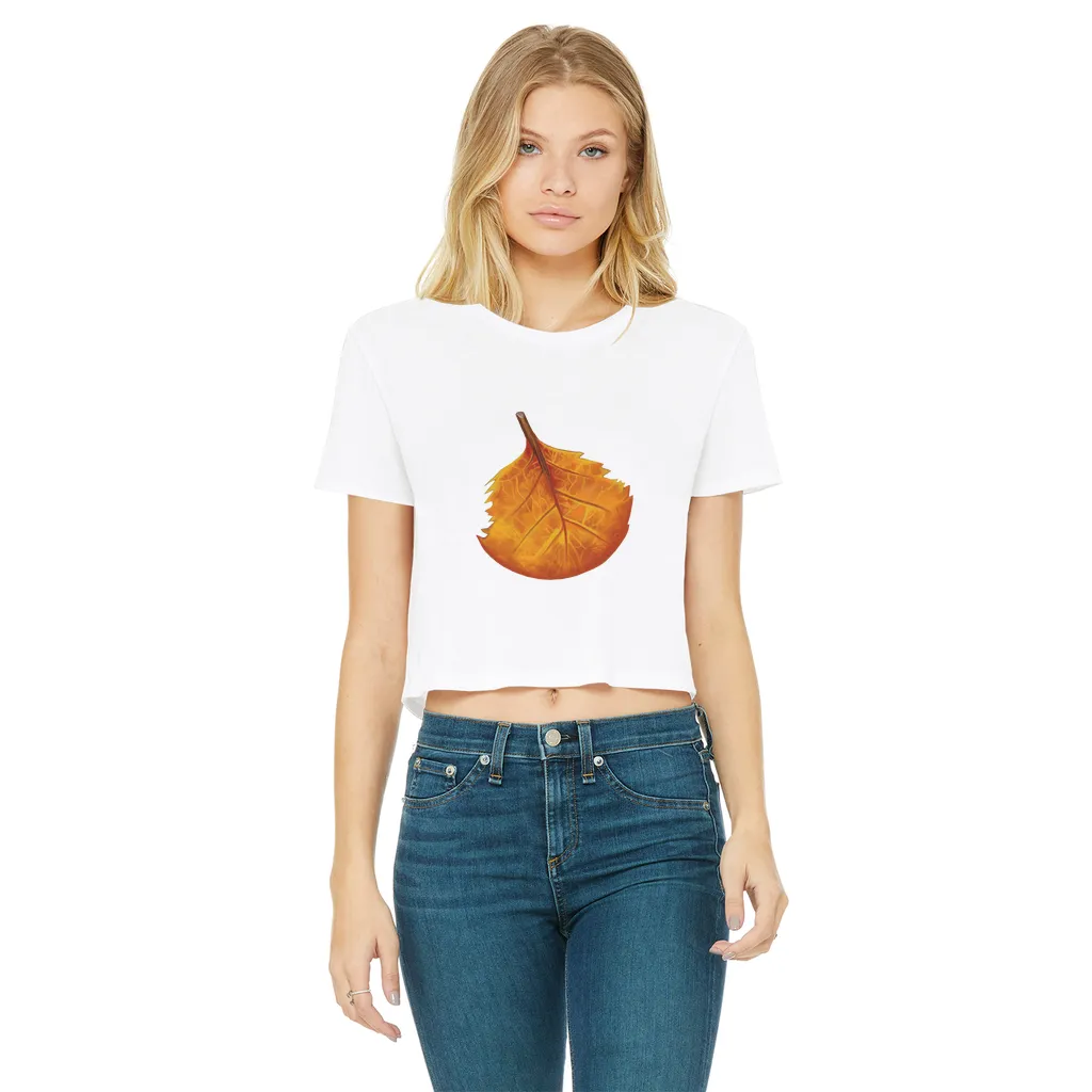 OrangeLeaf Classic Women's Cropped Raw Edge T-Shirt