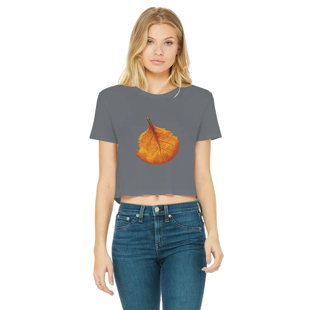 OrangeLeaf Classic Women's Cropped Raw Edge T-Shirt