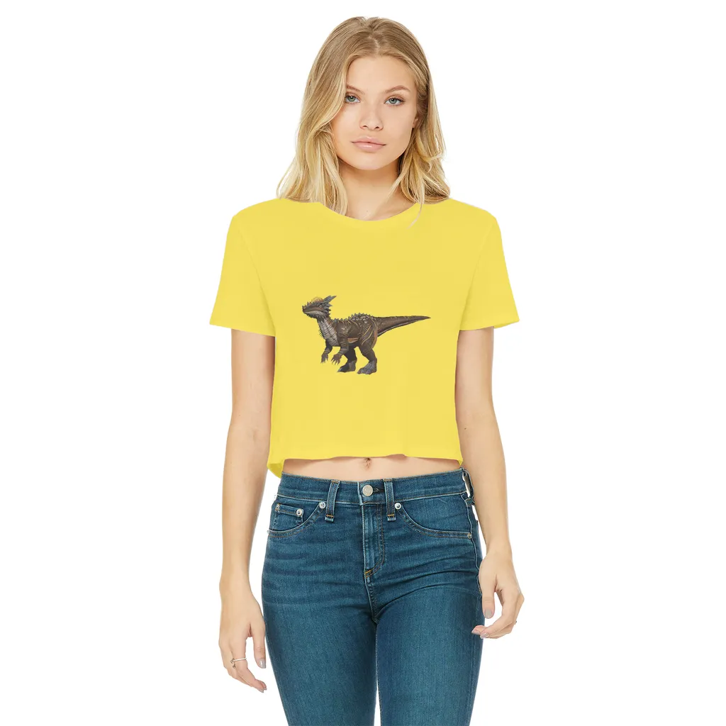 Pachycephalosaurus Classic Women's Cropped Raw Edge T-Shirt