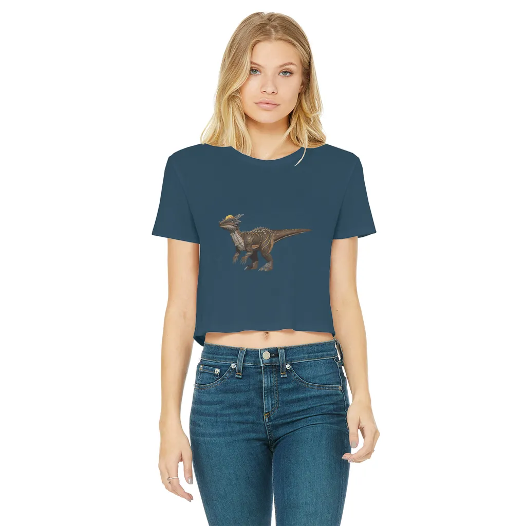 Pachycephalosaurus Classic Women's Cropped Raw Edge T-Shirt