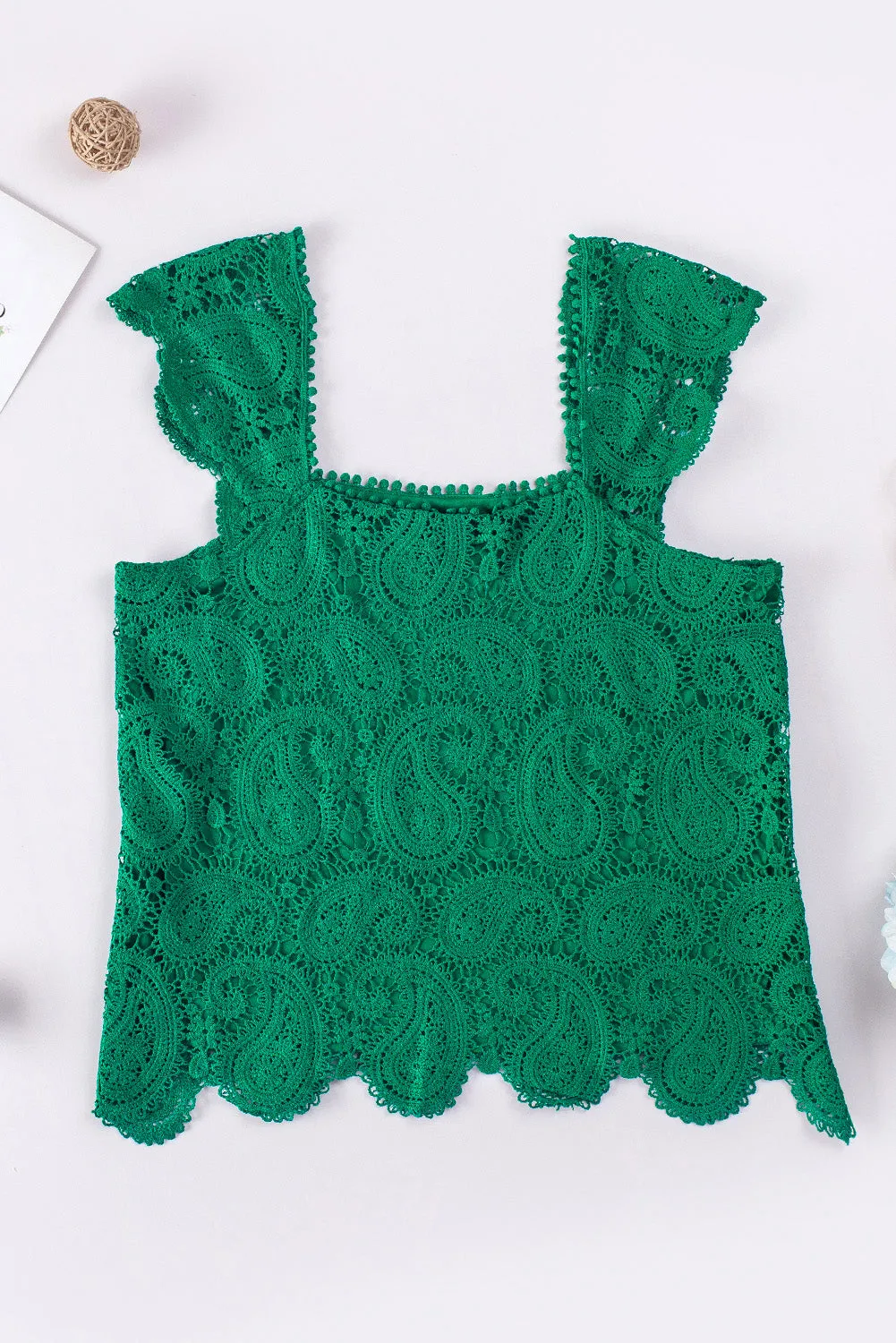 Paisley Square Neck Lace Tank