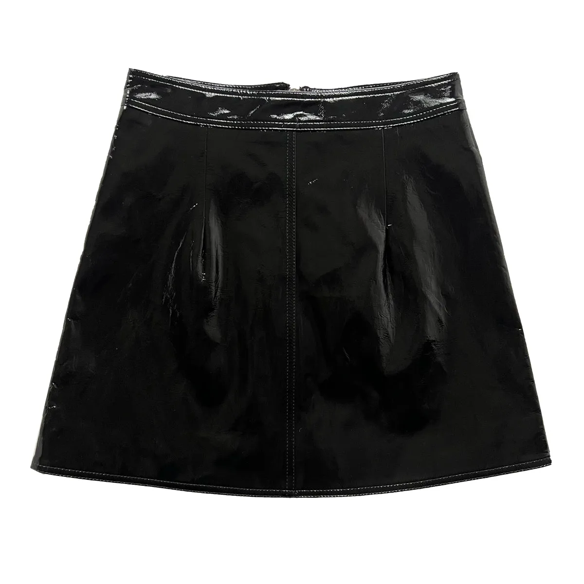 Patent Lambskin Zip Mini Skirt