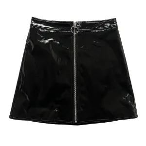 Patent Lambskin Zip Mini Skirt