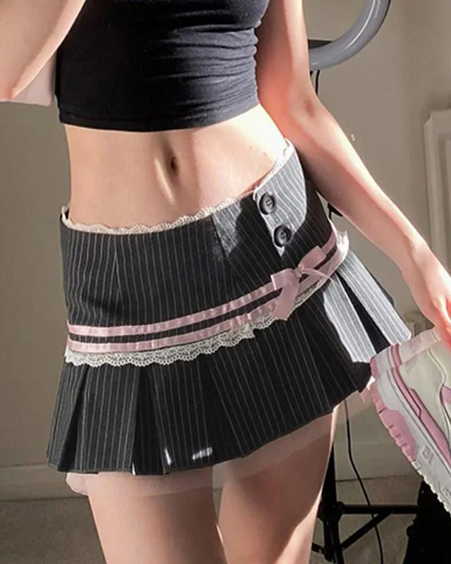 Pinstripe Coquette Micro-Mini Skirt