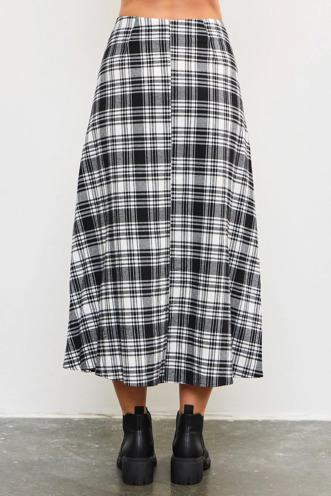 Pleated Plaid Tie Waist Skirt