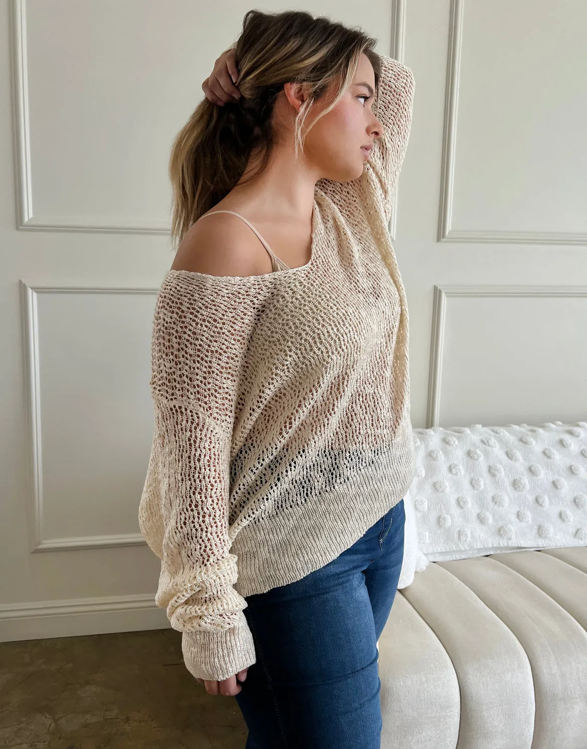 Plus Size Airy Crochet Sweater