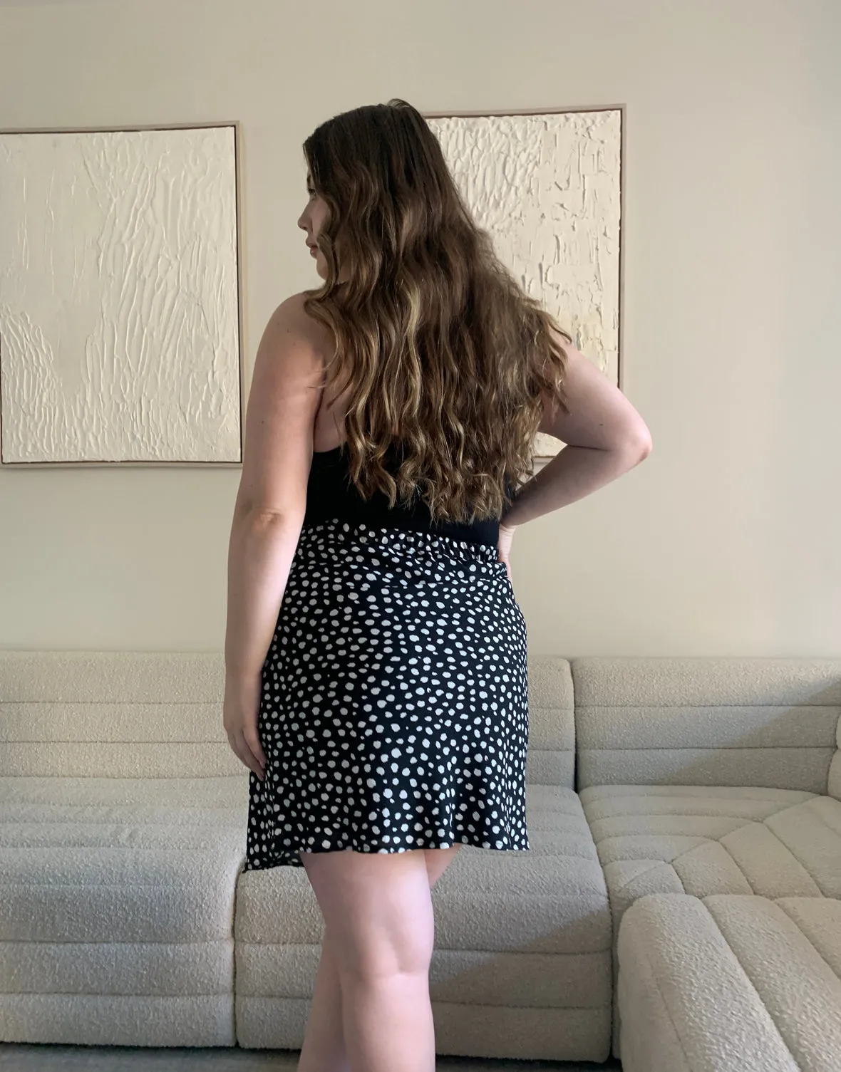 Plus Size Spotted Woven Skirt