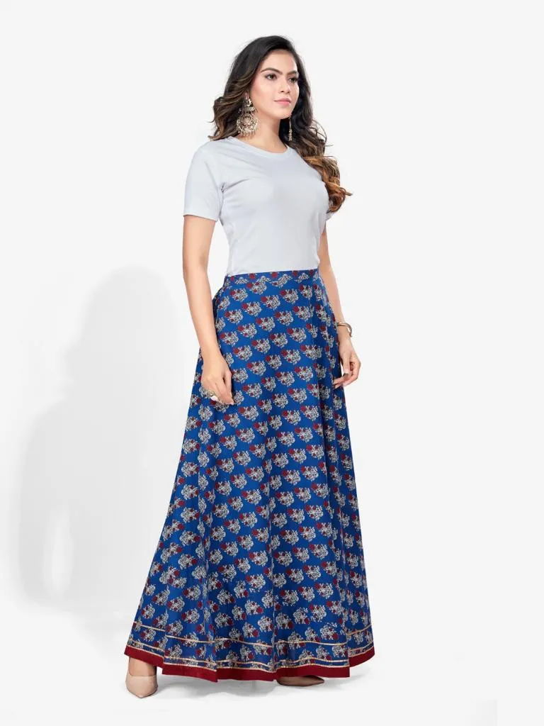 Premium Cotton Printed Flared Skirt