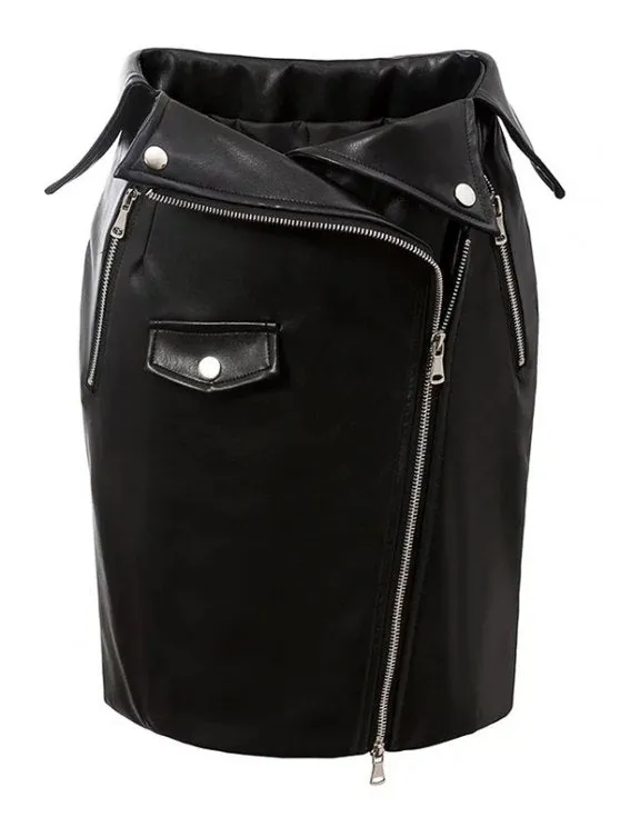 Pretty PU Leather Zippered Bodycon Skirt