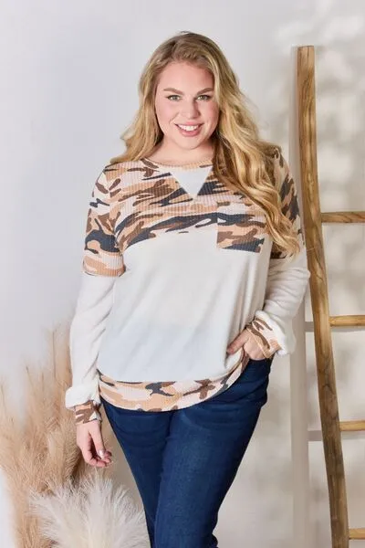 Printed Round Neck Blouse in Ivory (MADE IN USA)