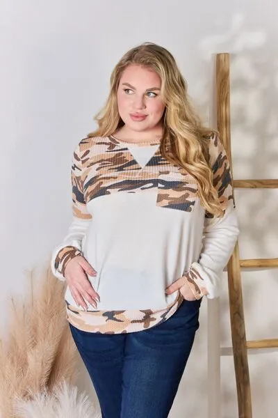 Printed Round Neck Blouse in Ivory (MADE IN USA)