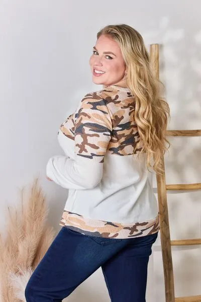 Printed Round Neck Blouse in Ivory (MADE IN USA)