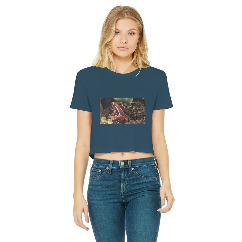 Red Frog Classic Women's Cropped Raw Edge T-Shirt