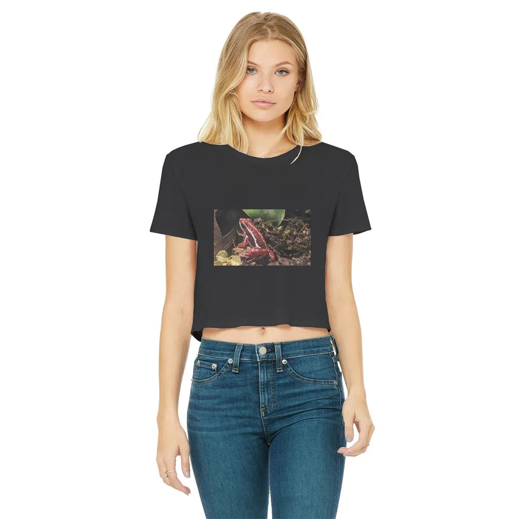 Red Frog Classic Women's Cropped Raw Edge T-Shirt