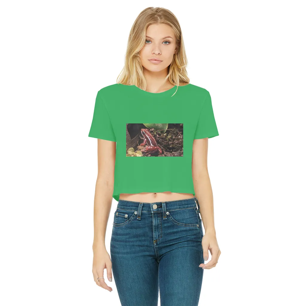 Red Frog Classic Women's Cropped Raw Edge T-Shirt