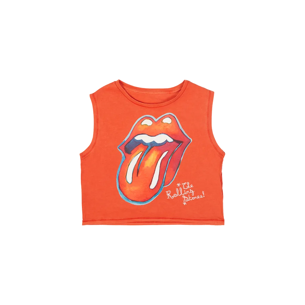 Red Tongue Logo Graphic Print Cropped Vest