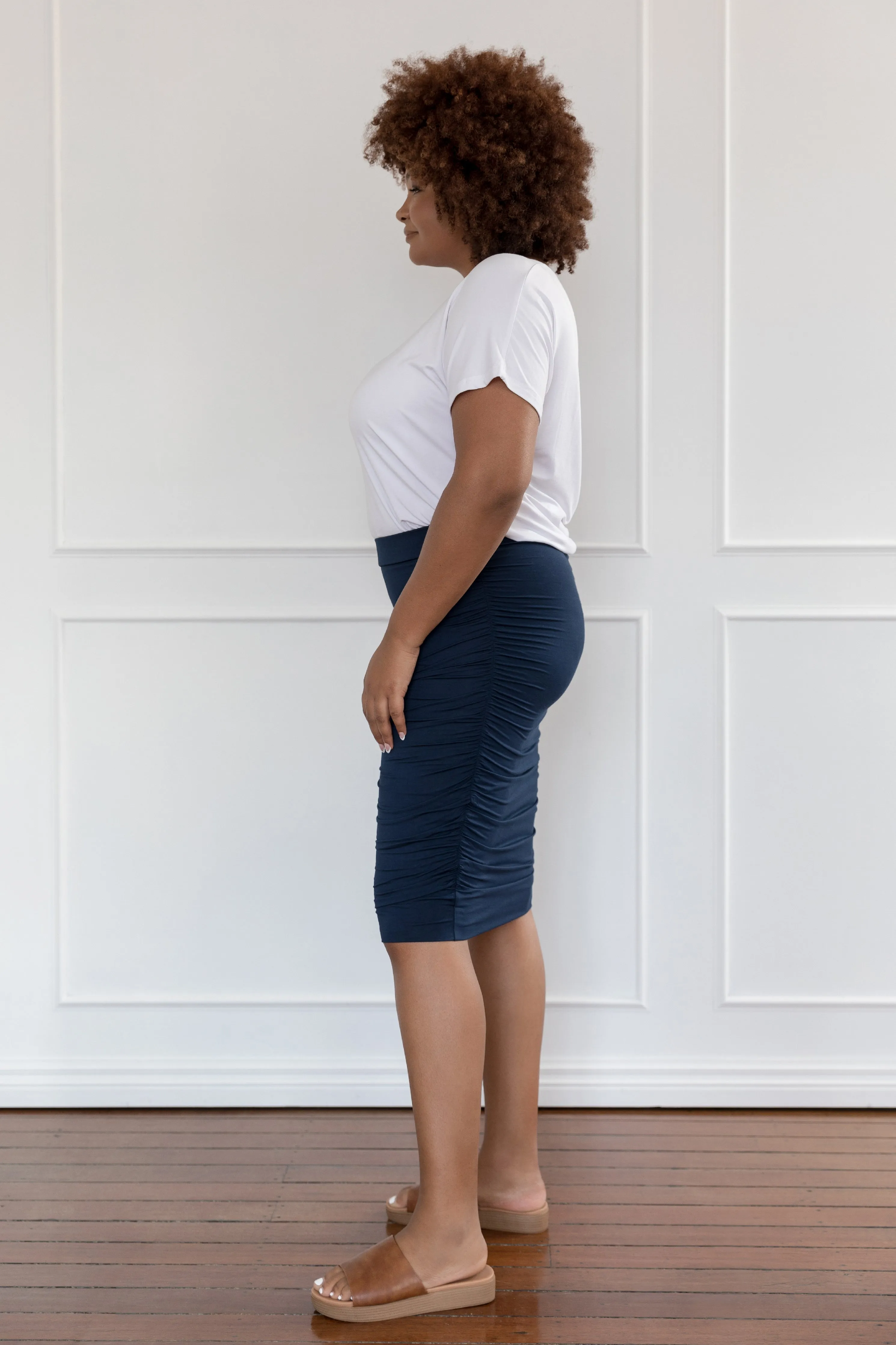 Ruche Skirt | Navy