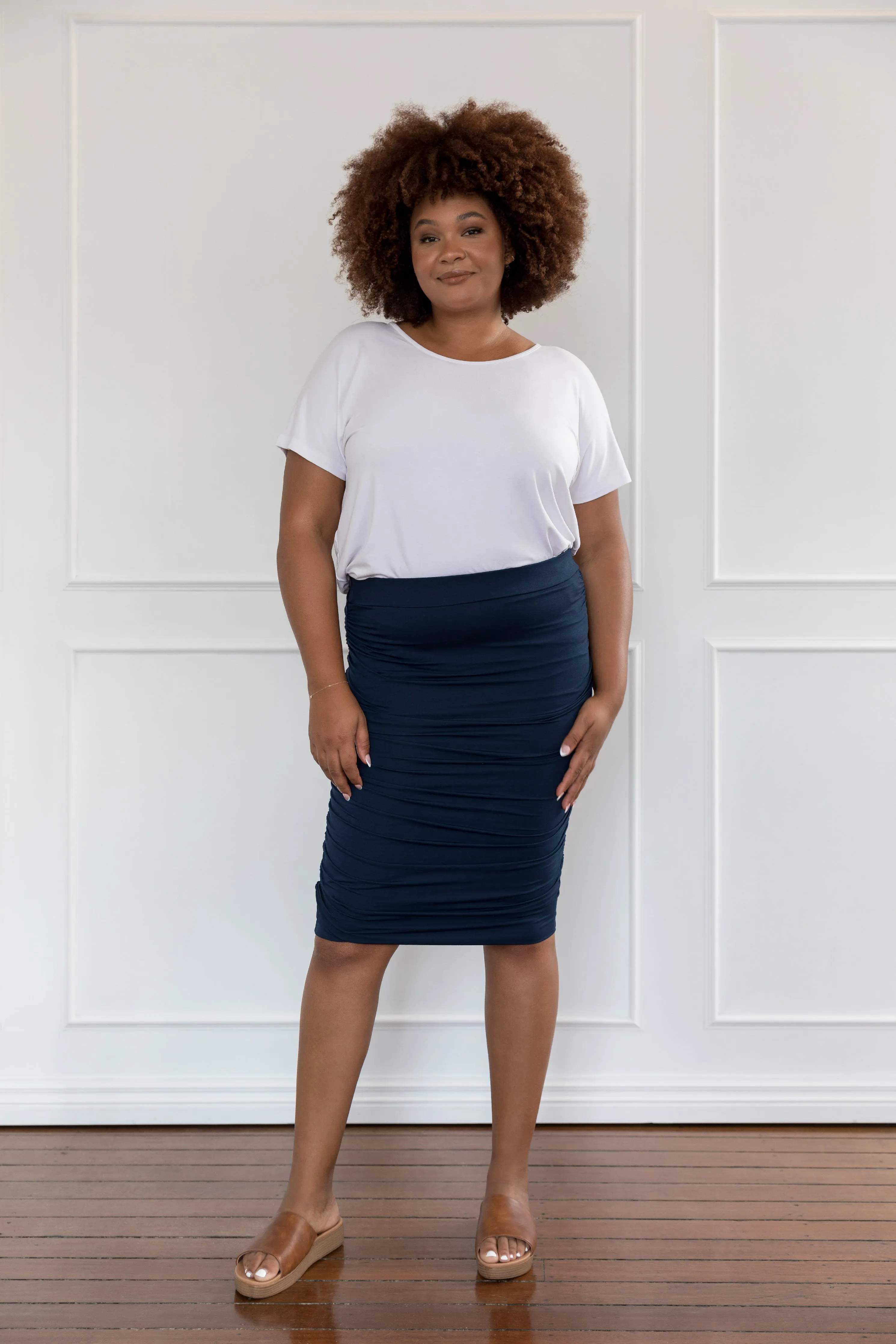 Ruche Skirt | Navy