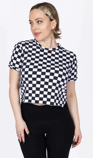 Run & Fly - Checkerboard Short Sleeve Crop Tee