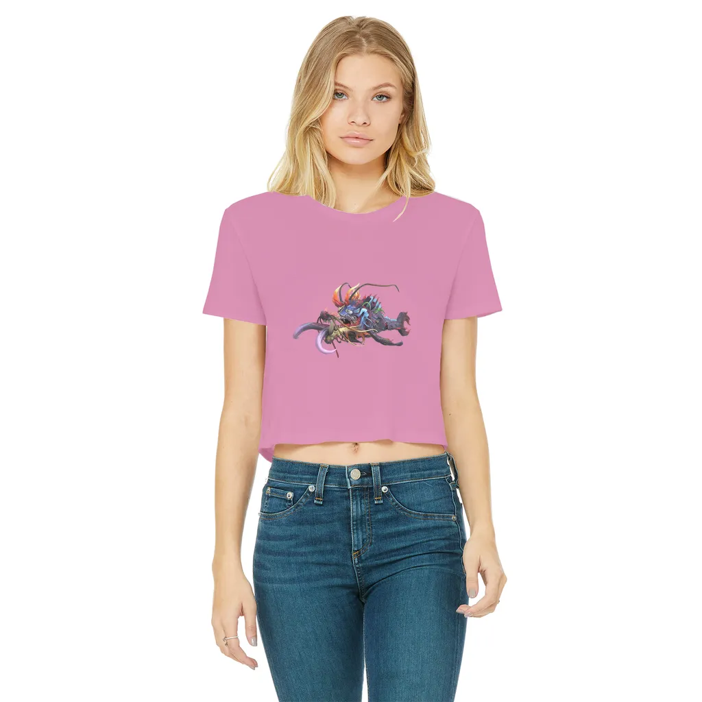 Ryuuk the Fish Dragon God Classic Women's Cropped Raw Edge T-Shirt