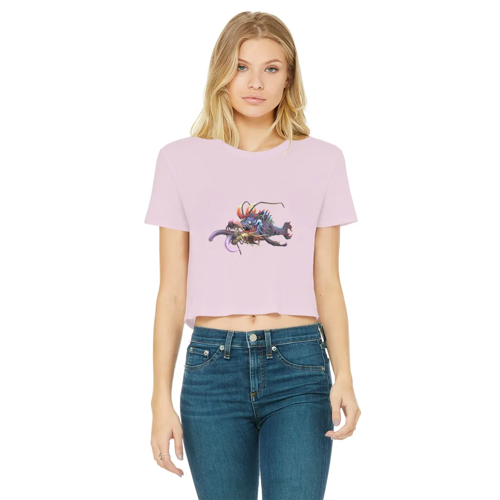 Ryuuk the Fish Dragon God Classic Women's Cropped Raw Edge T-Shirt