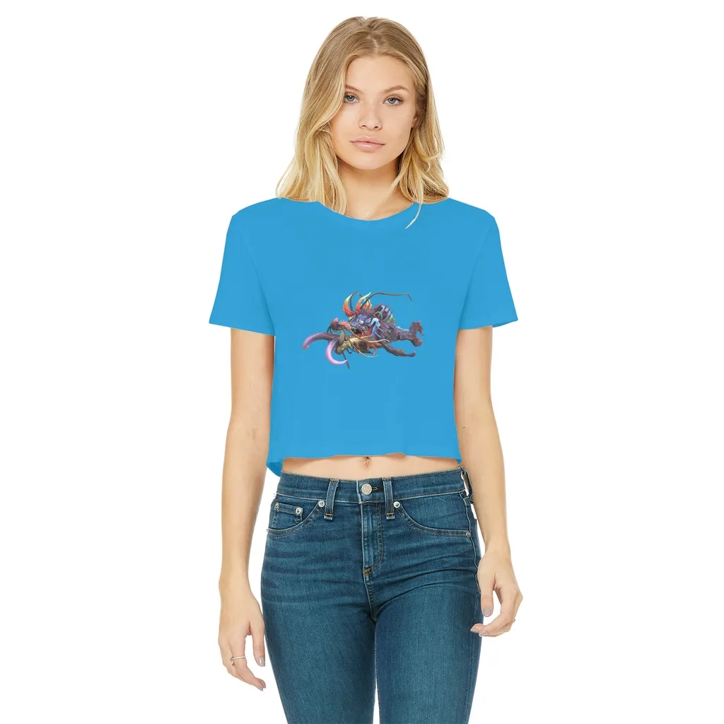 Ryuuk the Fish Dragon God Classic Women's Cropped Raw Edge T-Shirt