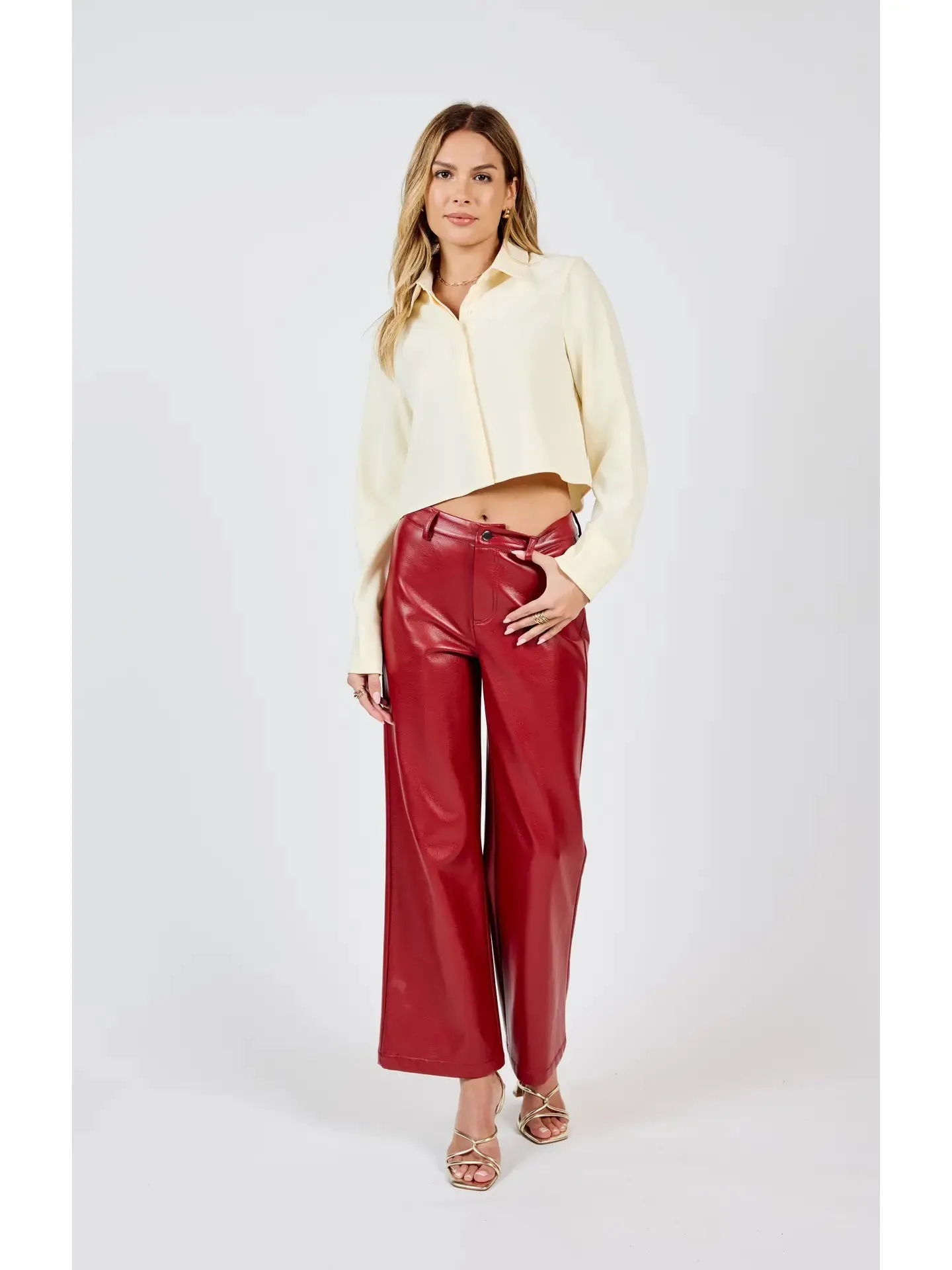 Sadie & Sage Midday Latte Cropped Shirt