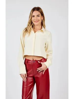 Sadie & Sage Midday Latte Cropped Shirt