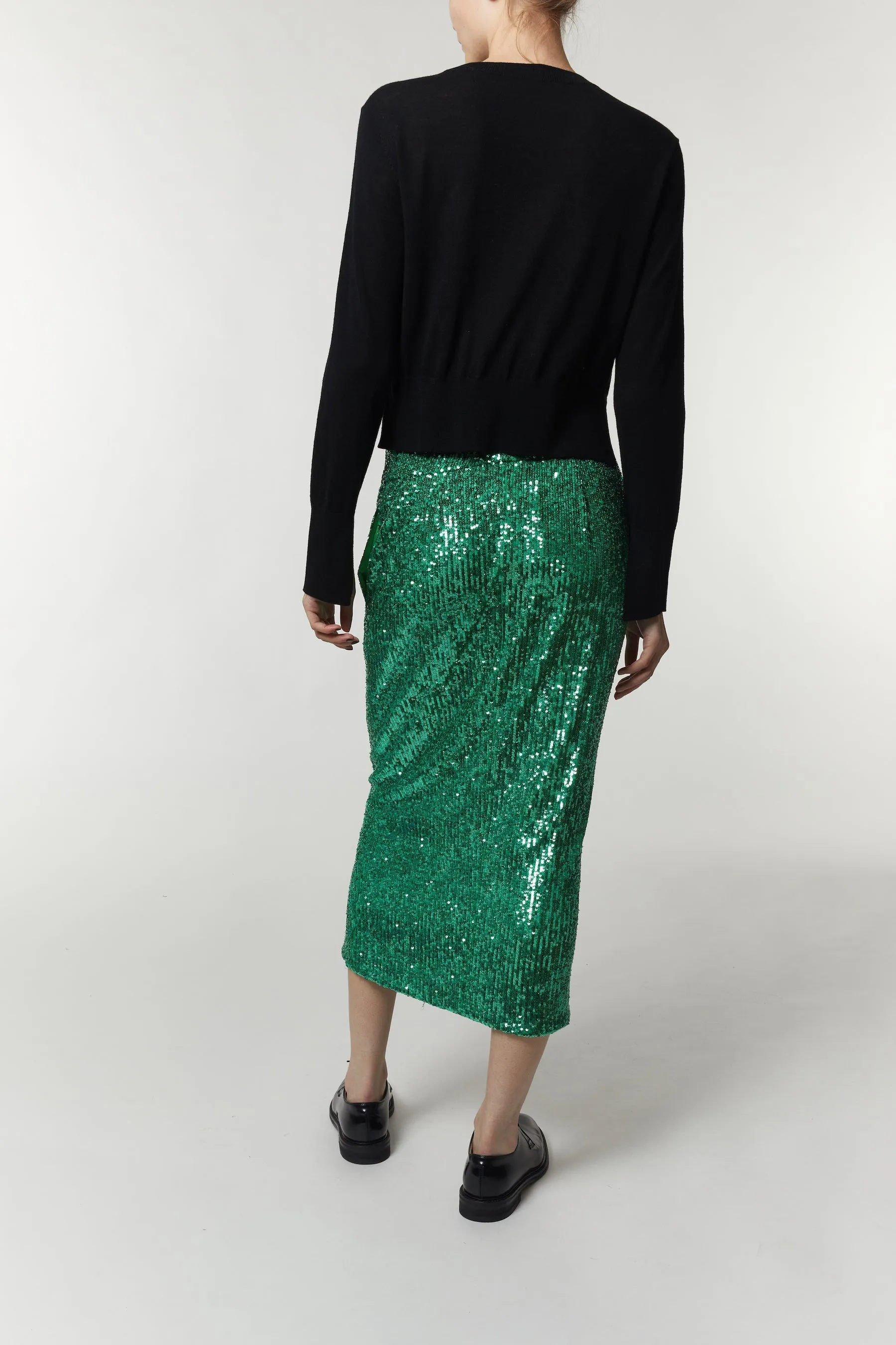 Saint Art New York - Kelsie Sequin Midi Skirt in Green