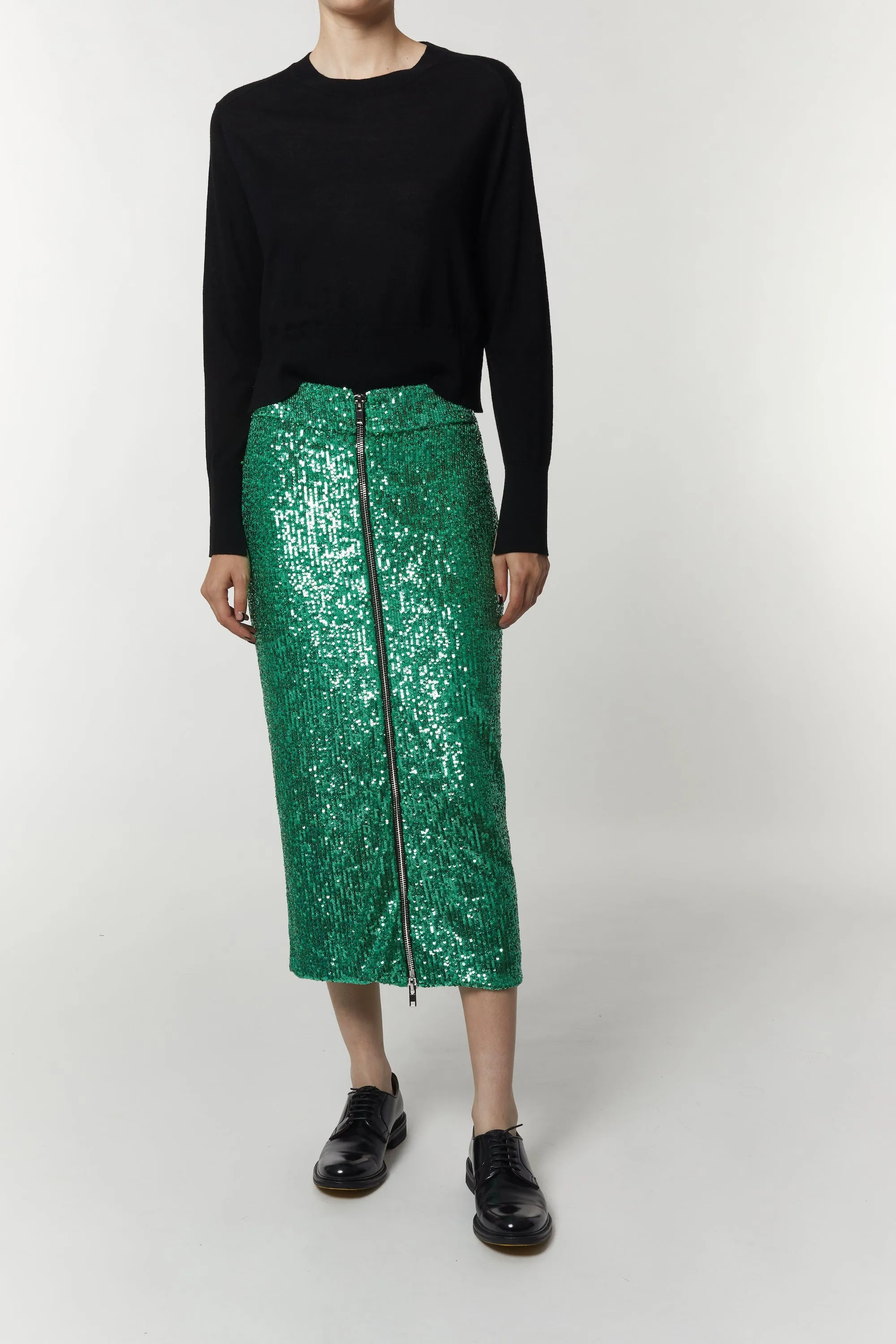 Saint Art New York - Kelsie Sequin Midi Skirt in Green