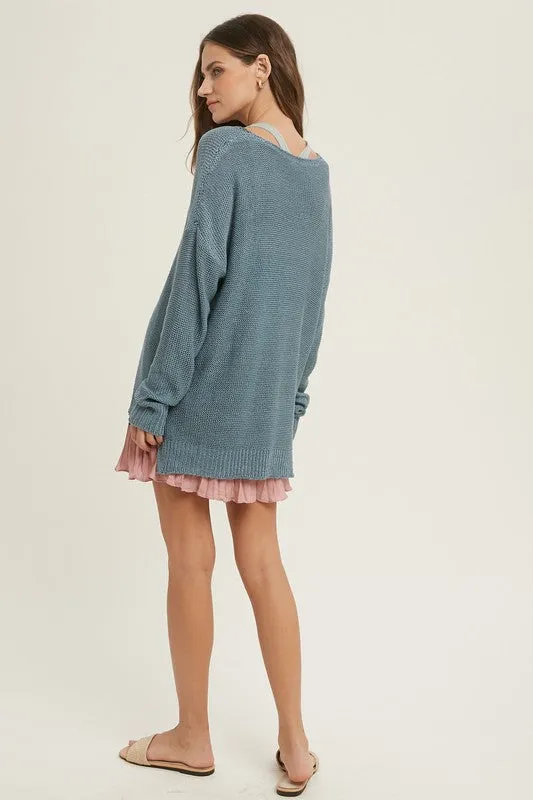 Sea Blue || Sia Side Slit High Low Sweater