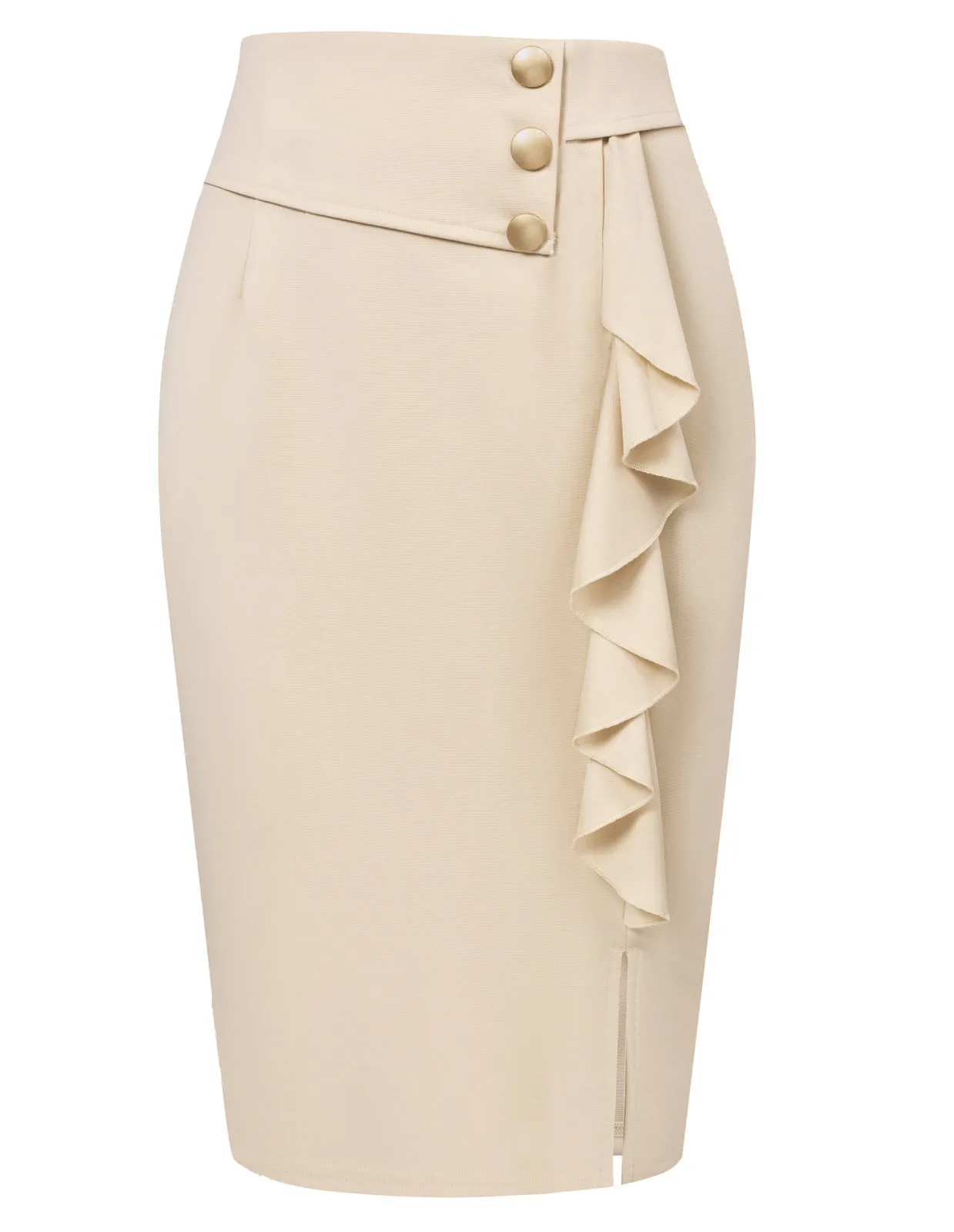 Seckill Offer⌛Front Slit Skirt High Waist Ruffle Decorated Bodycon Skirt