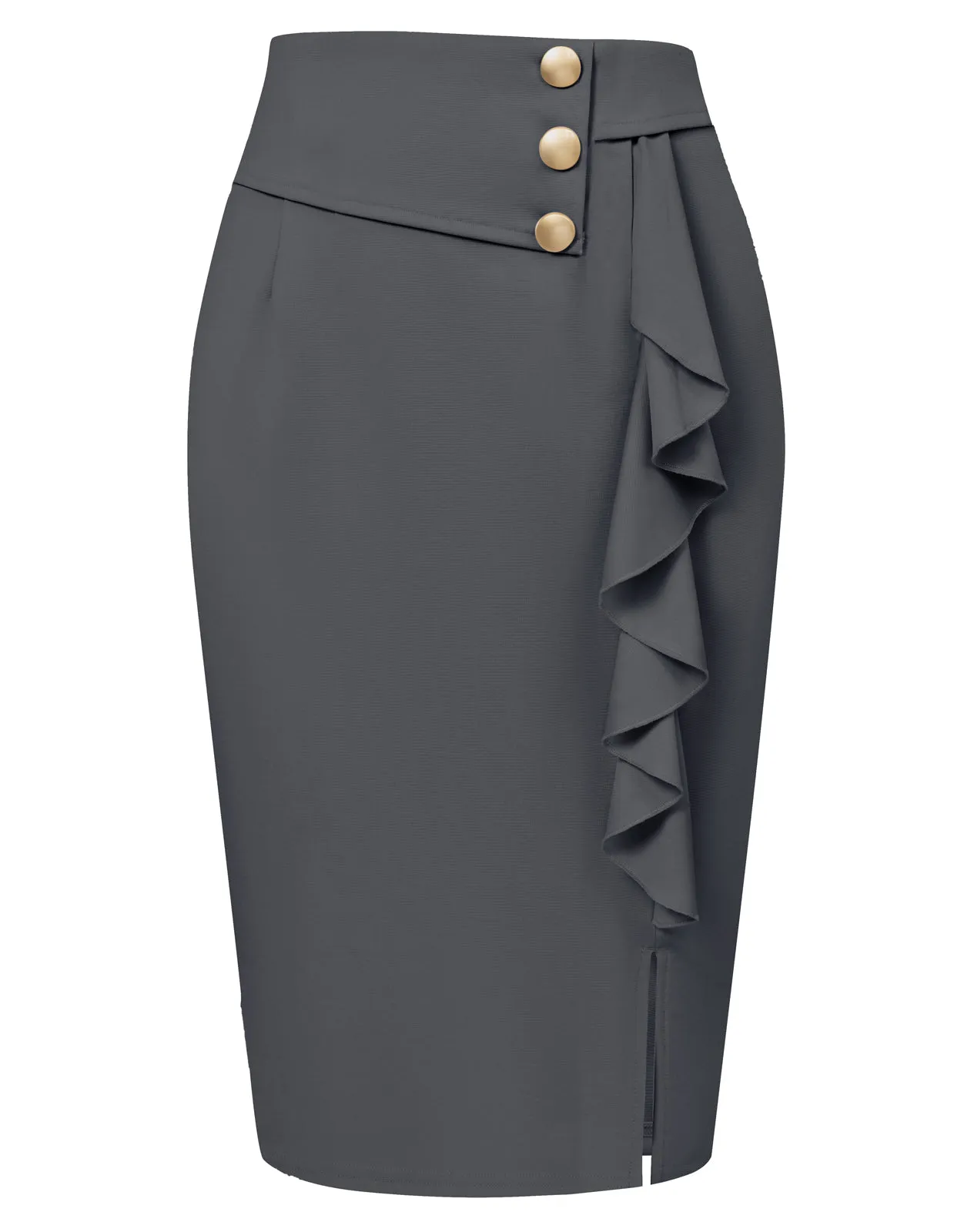 Seckill Offer⌛Front Slit Skirt High Waist Ruffle Decorated Bodycon Skirt