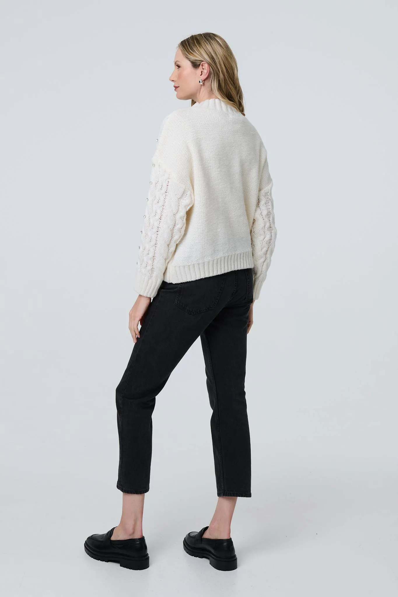 Sequin Embellished Cable Knit Jumper