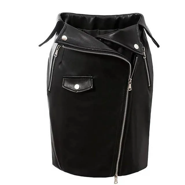 Sexy Gothic Sheath PU Club Zipper Skirt