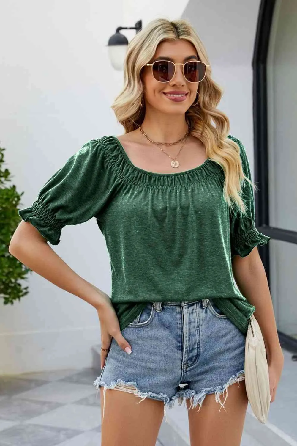 Short Flounce Sleeve Top