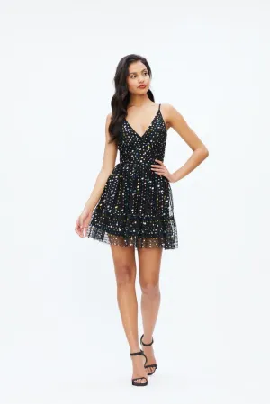 SOLANGE DRESS in Black Multi