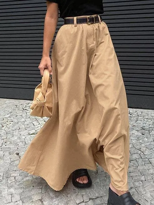 Solid Color Large Hem Ladies Maxi Skirt BSQ3958