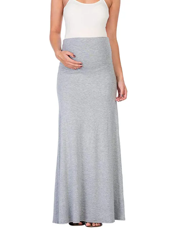 Solid color maternity wear tummy support half-length skirt