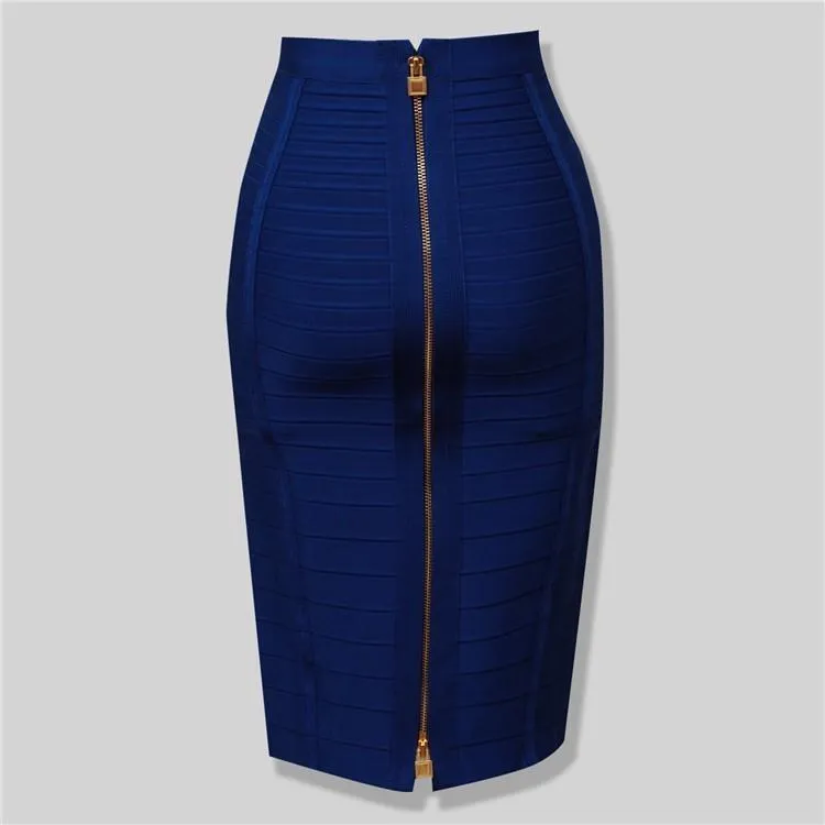 Solid Zipper Bandage Skirt