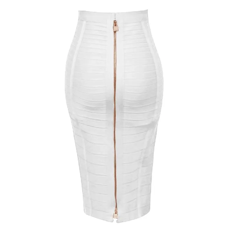 Solid Zipper Bandage Skirt