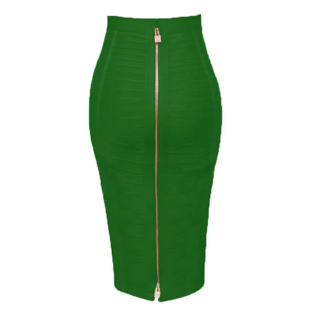 Solid Zipper Bandage Skirt