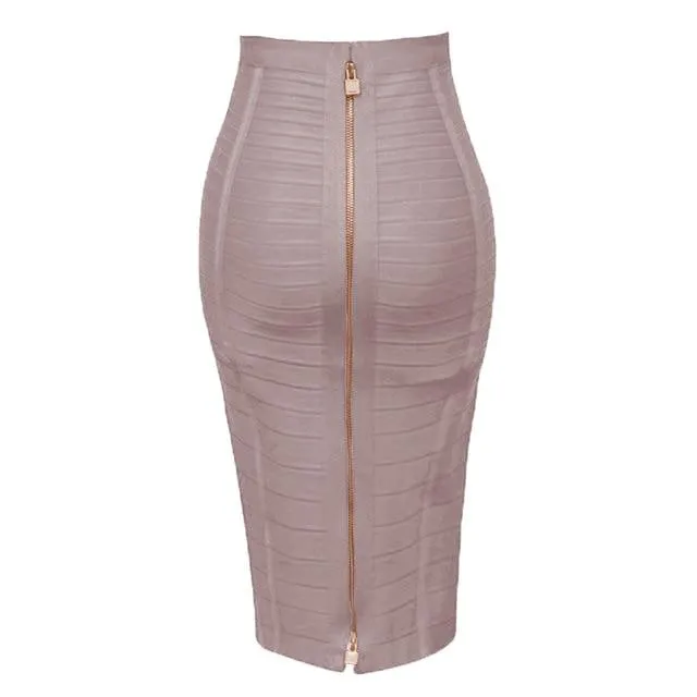 Solid Zipper Bandage Skirt